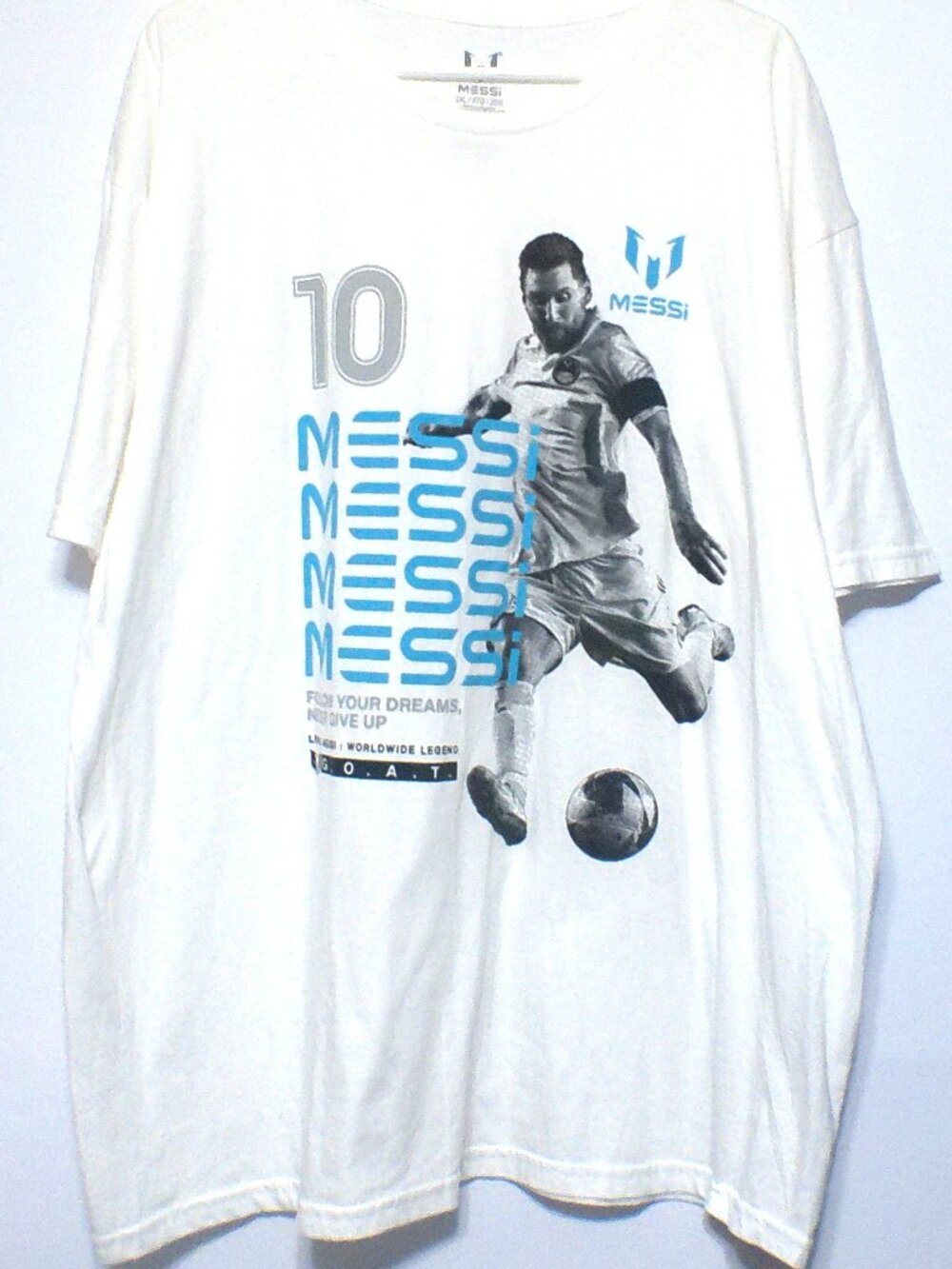 Messi Graphic T Shirt Men's 2XL White Soccer Football Short Sleeve Tee